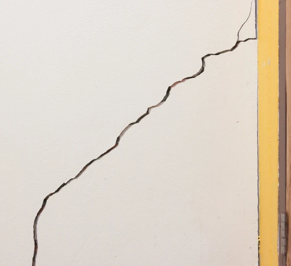 Stair-step foundation crack suggesting settlement issues